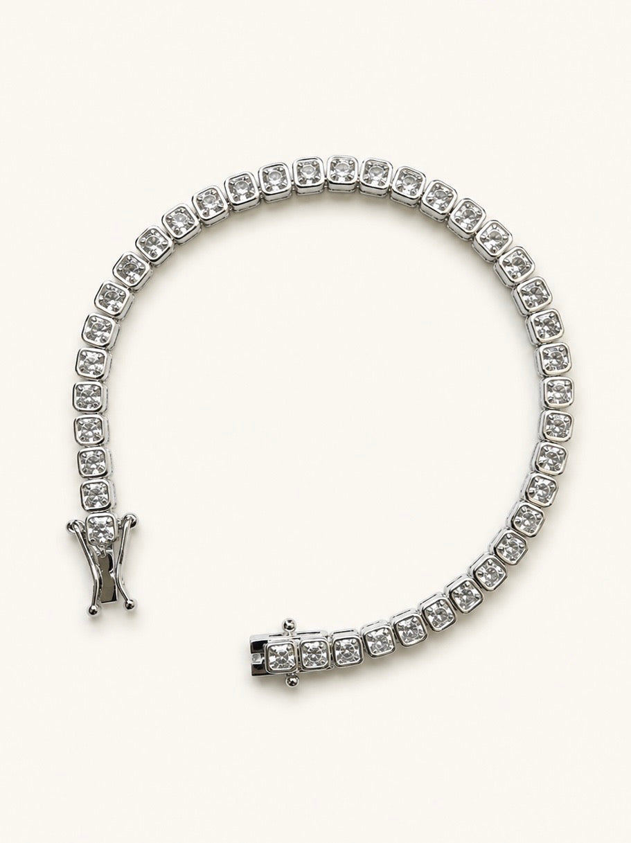 Square silver tennis bracelet