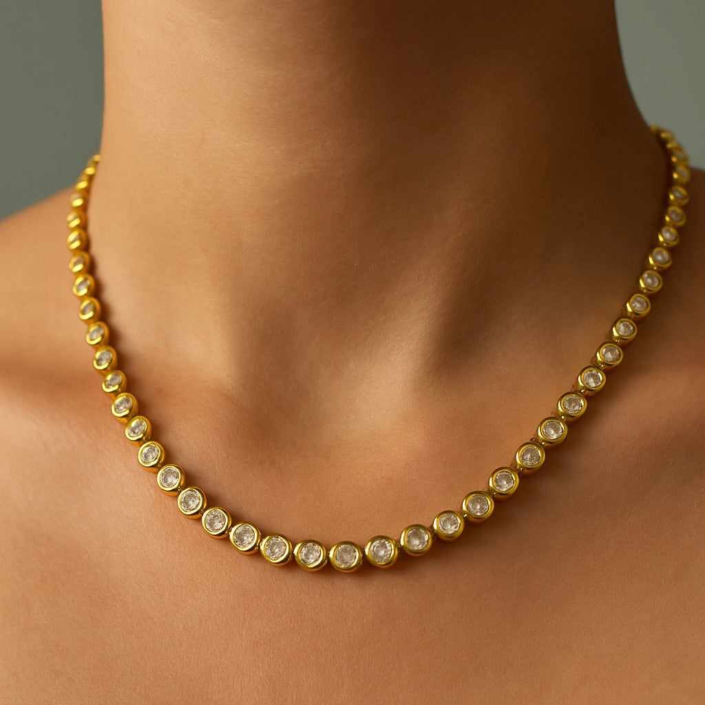 Chubby gold tennis necklace