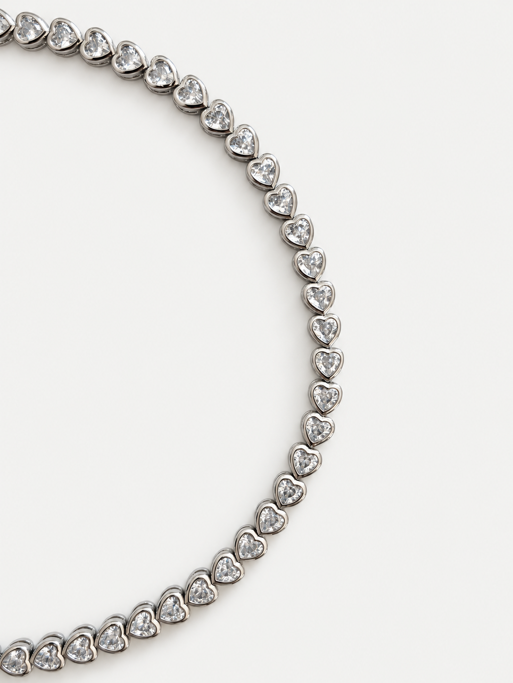 Dainty heart silver tennis bracelet