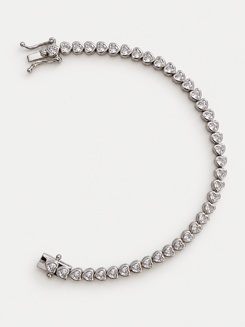 Dainty heart silver tennis bracelet
