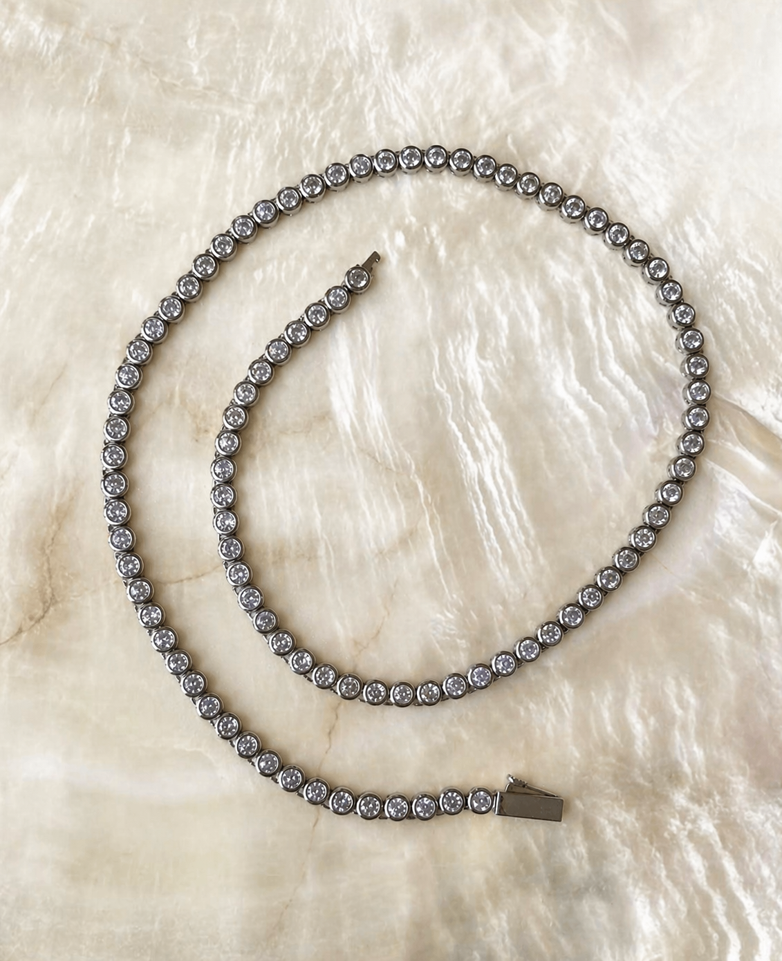 Signature silver tennis necklace