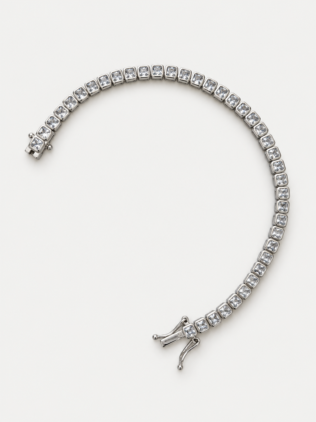 Square silver tennis bracelet