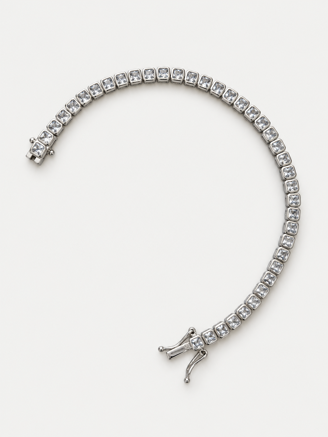 Square silver tennis bracelet