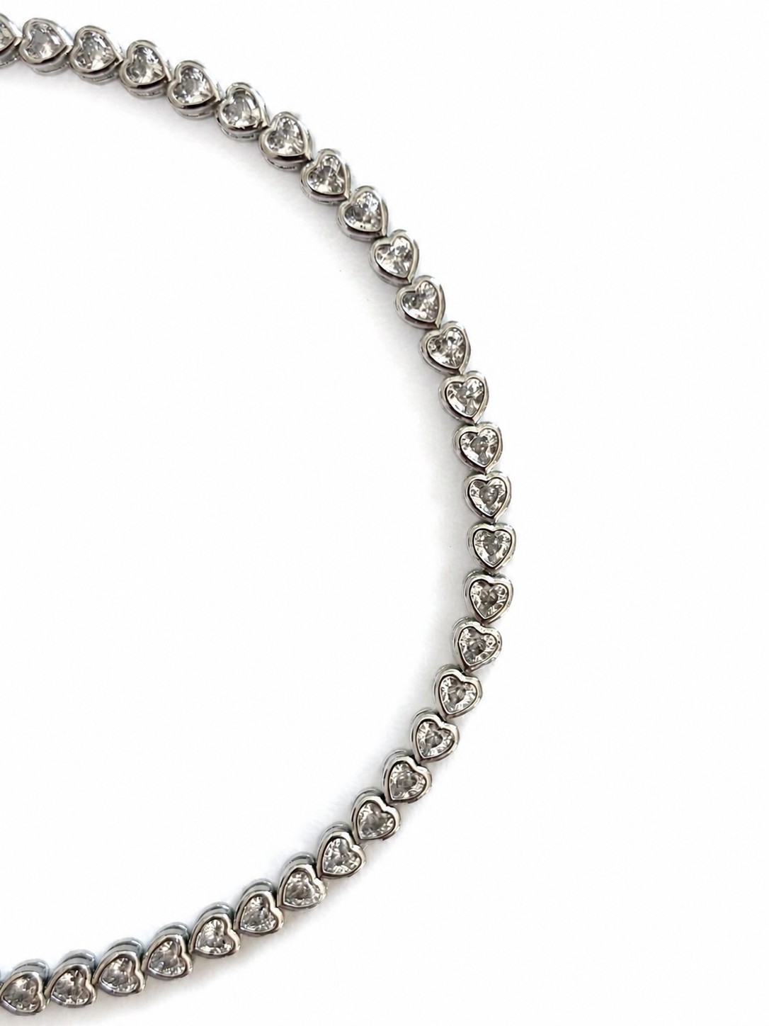 Dainty heart silver tennis bracelet