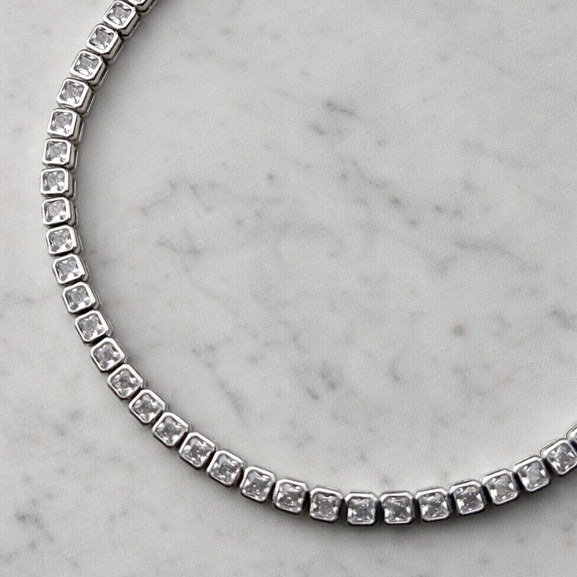 Square silver tennis bracelet