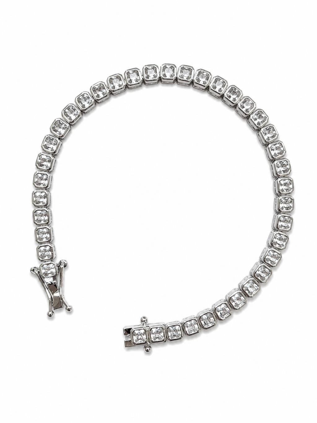 Square silver tennis bracelet