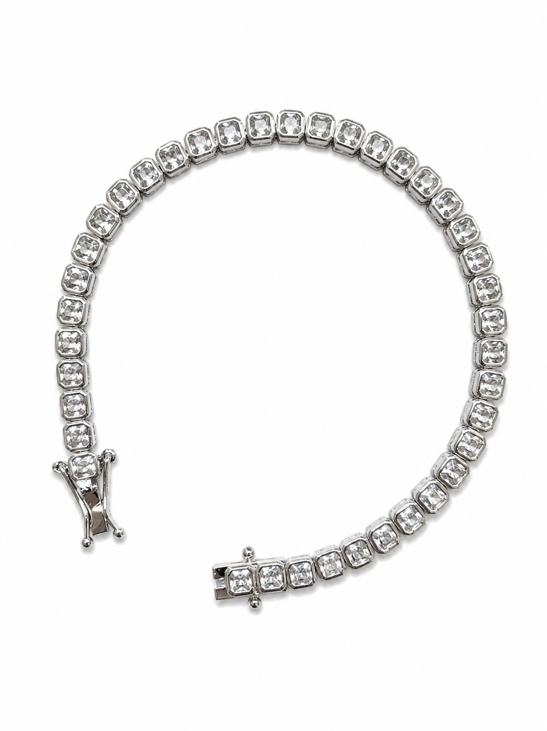 Square silver tennis bracelet