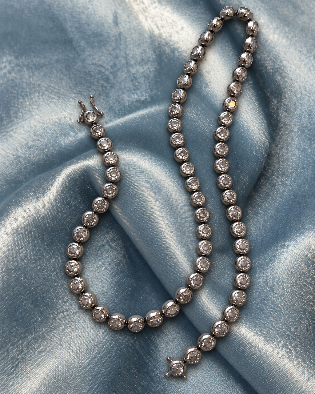 Chubby silver tennis necklace
