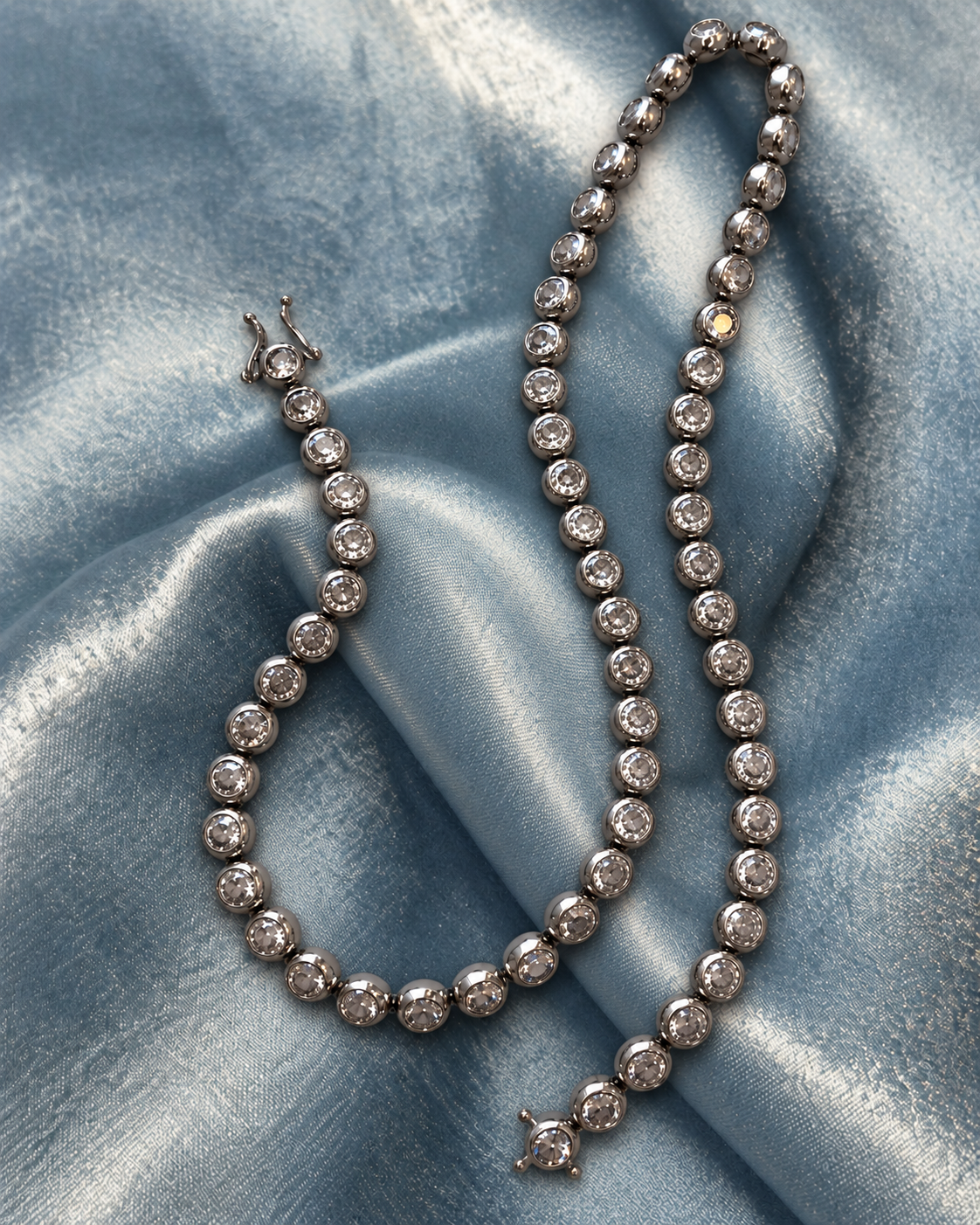 Chubby silver tennis necklace