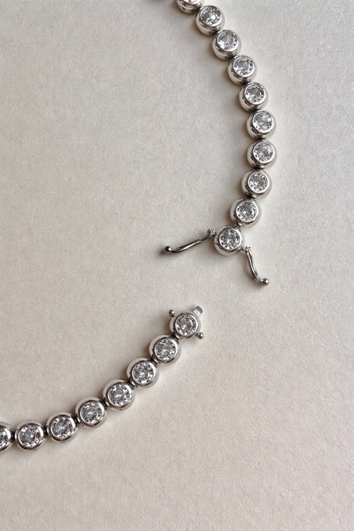 Chubby silver tennis necklace