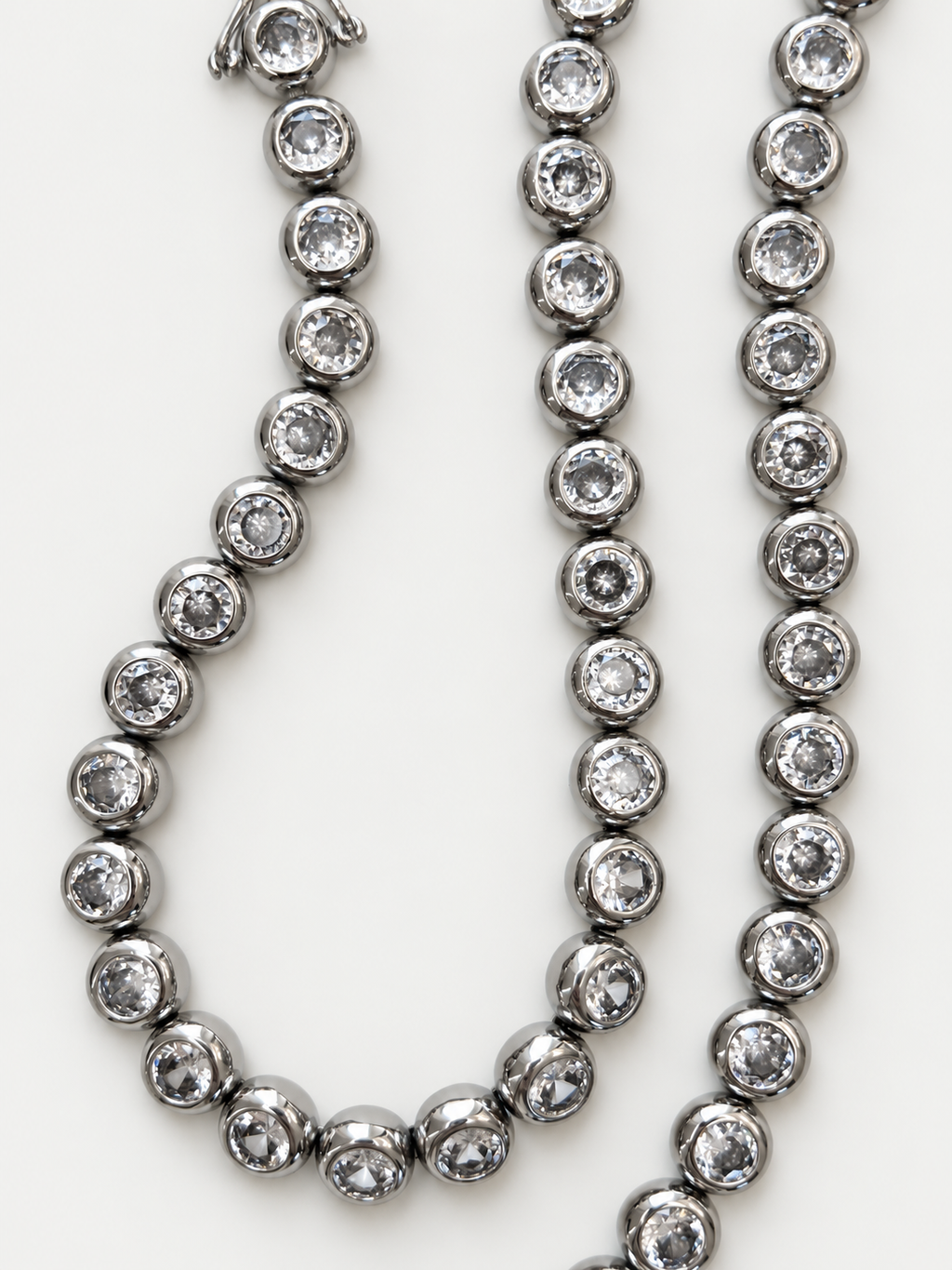 Chubby silver tennis necklace