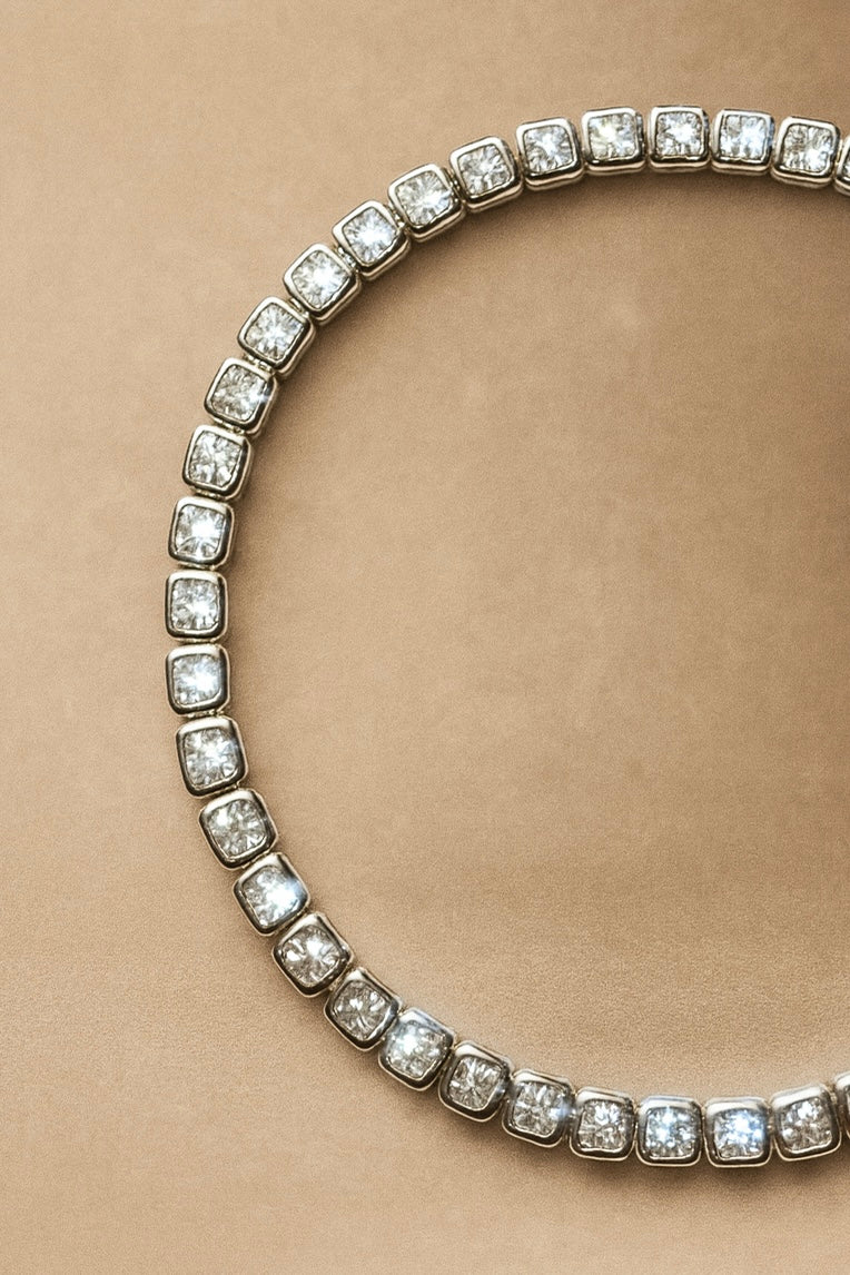 Square silver tennis bracelet