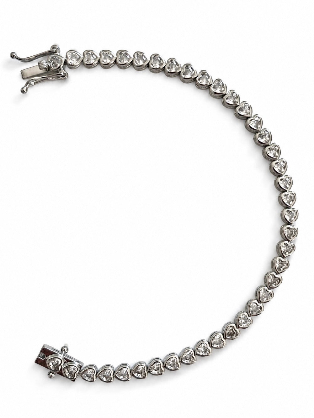 Dainty heart silver tennis bracelet