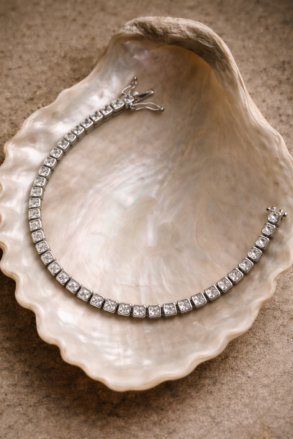 Square silver tennis bracelet