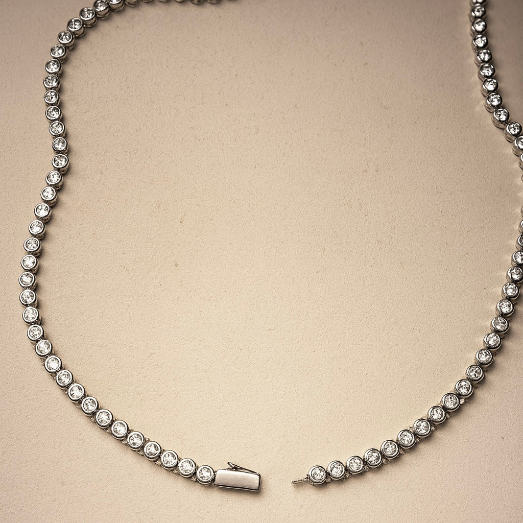 Signature silver tennis necklace