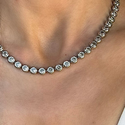 Chubby silver tennis necklace