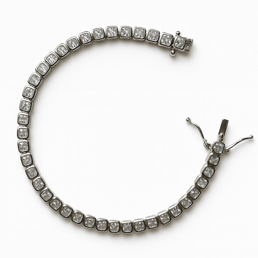 Square silver tennis bracelet