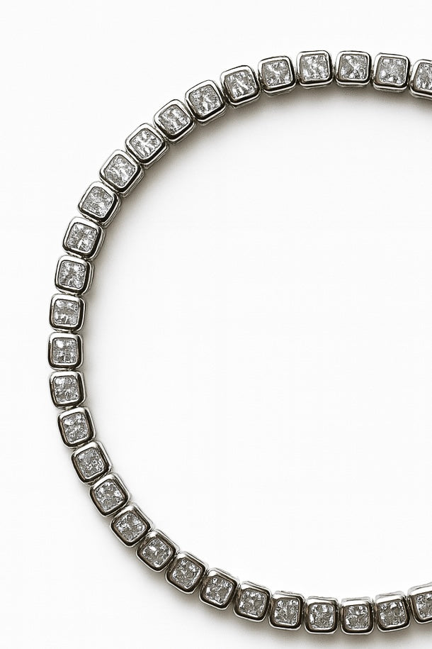 Square silver tennis bracelet